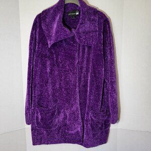 Antthony Women's Timeless Textures Chenille Cardigan Size PXL Purple